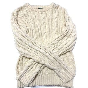 Women's M Vintage American Eagle Chunky Cotton Cable Knit Sweater USA MADE